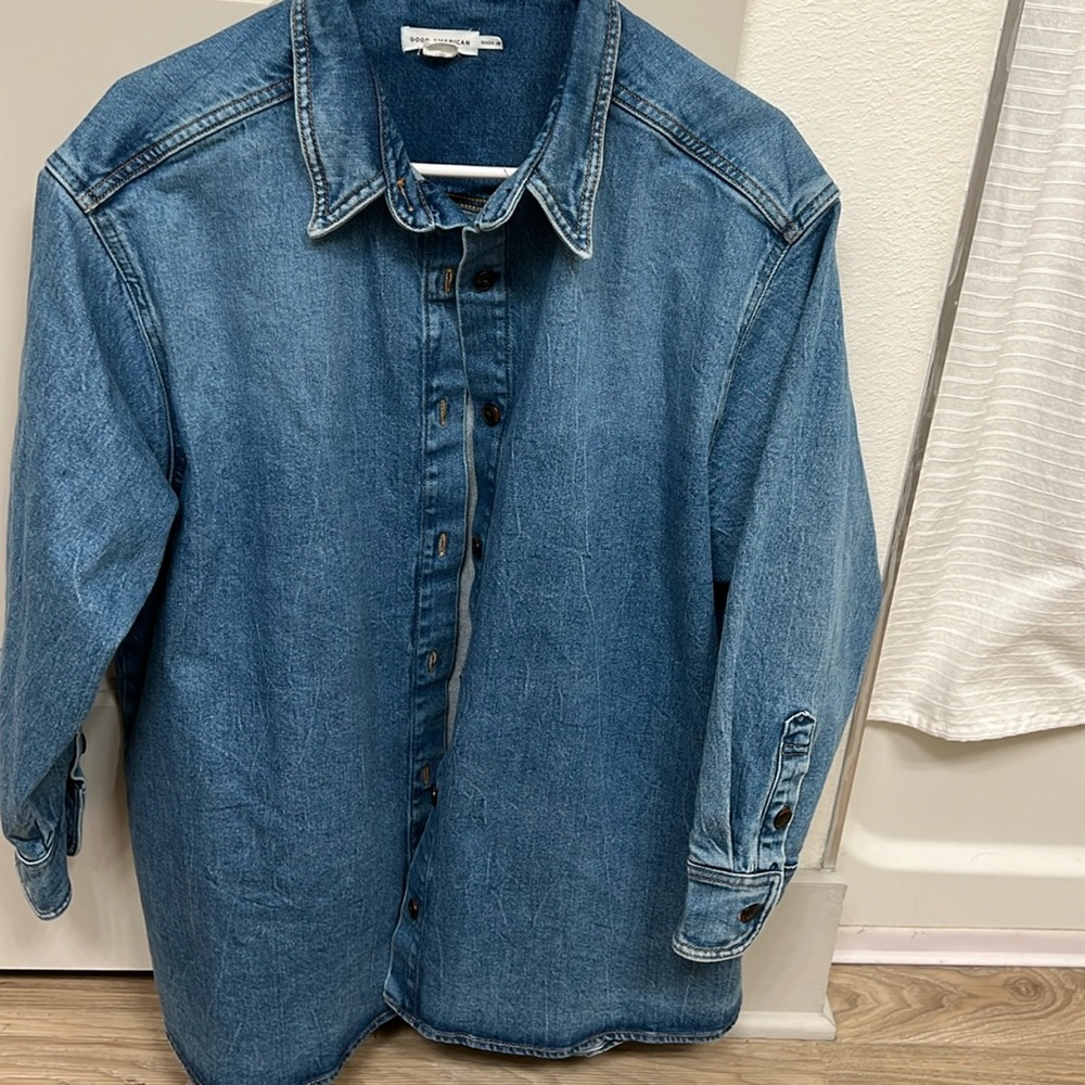 Good American oversized denim shirt